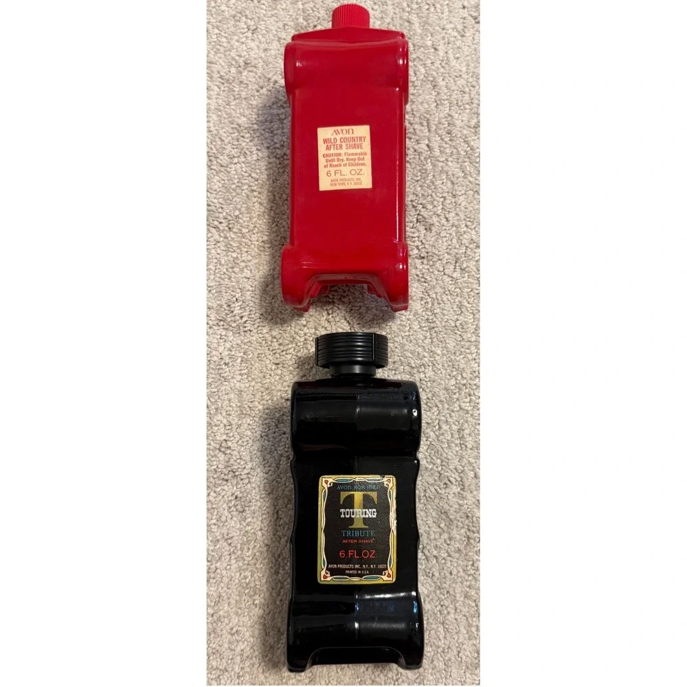 Avon After Shave Decanter Set Mens 6oz Red Black Good Vintage Touring Car